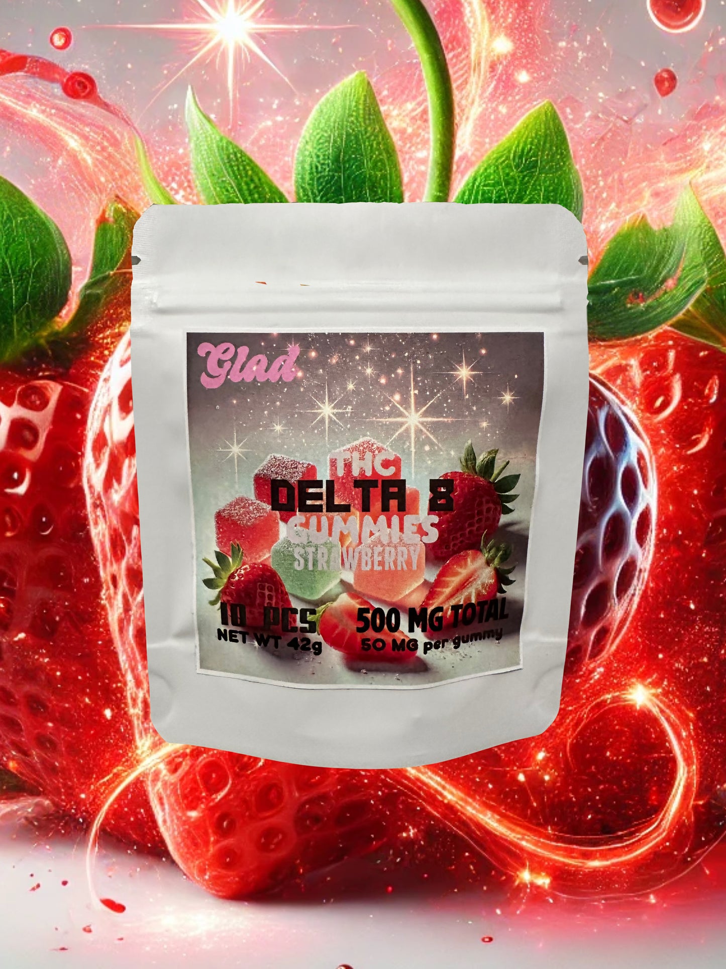 GLAD Delta 8 THC Gummies 50mg Strawberry Flavor