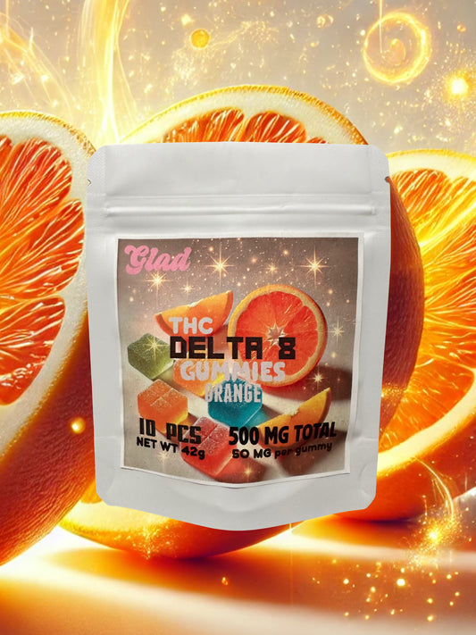 GLAD Delta 8 THC Gummies 50mg Orange Flavor